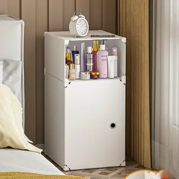 Ультраузкая прикроватная тумбочка, минималистичный современный мини-стеллаж для хранения, спальня, простой прикроватный сетчатый Красный пластиковый шкаф для хранения