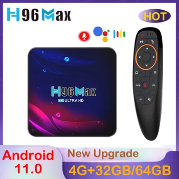 H96 Max V11 RK3318 Smart TV BOX Глобальная Версия Android 11 2,4 G и 5G Wifi 4G 32G 64G 4K BT Медиаплеер Голосовой Ассистент Телеприставка