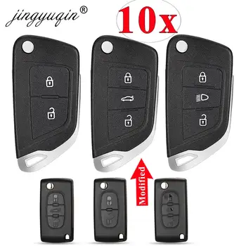 jingyuqin 10 шт. модифицированный чехол для автомобильных ключей с откидной крышкой для Peugeot, пожалуйста, сообщите нам перед заказом