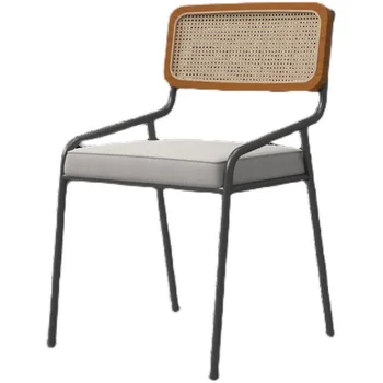 * Скандинавский обеденный стул, домашний обеденный стол со спинкой, Ретро железные стулья, письменный стул, письменный стул, простой и дышащий ротанговый стул