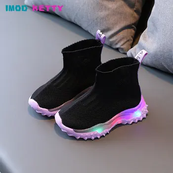 детская обувь Детские кроссовки 2023 Для девочек и мальчиков, сетчатая обувь со светодиодной подсветкой, повседневная детская обувь с подсветкой, обувь для малышей, мальчиков